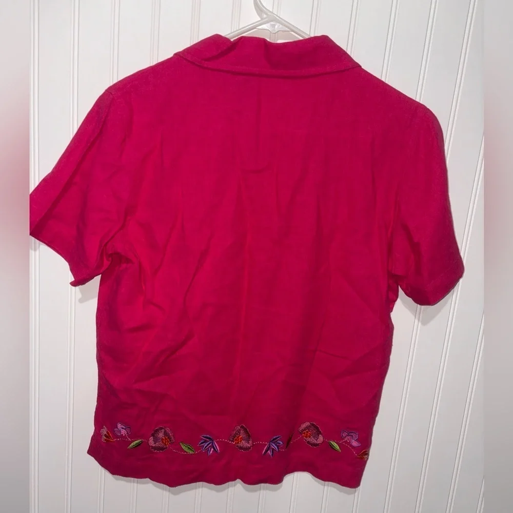 Kim Rogers Linen Blend Embroidered Blouse| Size Small - Picture 4 of 4